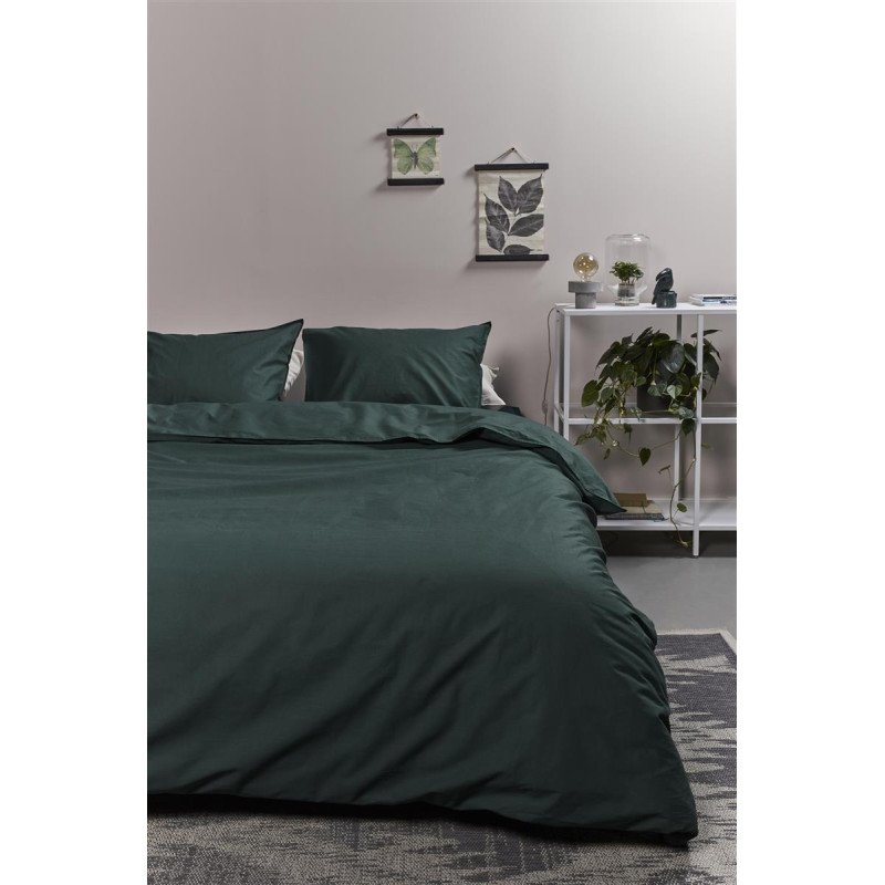 Voodipesukomplekt Cotton Uni Dark Green