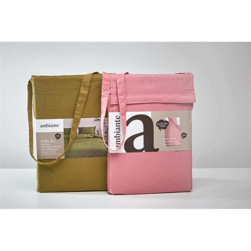 Voodipesukomplekt Cotton Uni Ochre