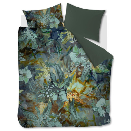 Voodipesukomplekt Floral Embrace Blue Green