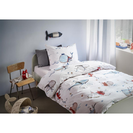 Voodipesukomplekt Whaletastic Blue