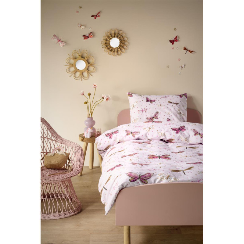 Voodipesukomplekt Butterfly Away Pink