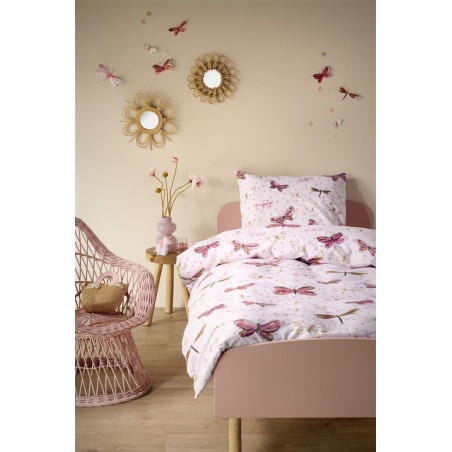 Voodipesukomplekt Butterfly Away Pink