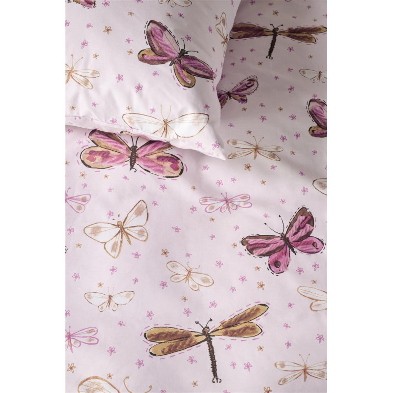 Voodipesukomplekt Butterfly Away Pink
