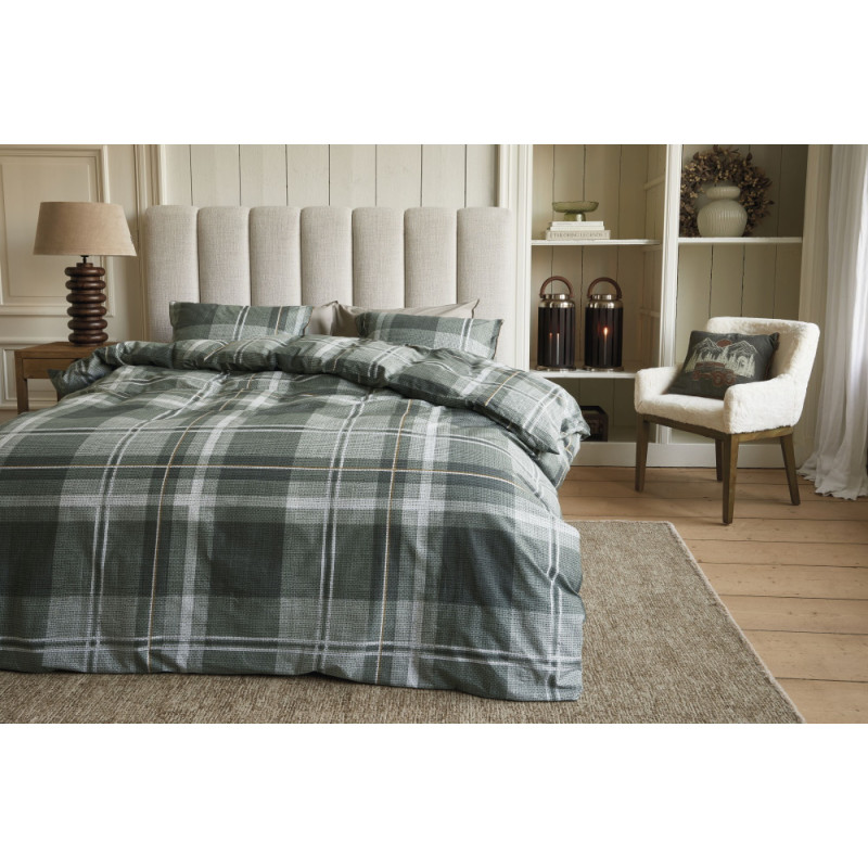 Voodipesukomplekt Tartan Check Green