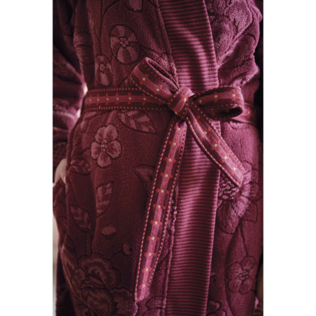 Hommikumantel Pip Studio Jasmin Jacquard Dark Pink hind
